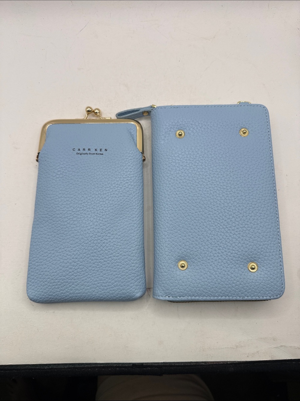 NWOT Carr Ken Crossbody Purse Bag Wallet Clutch Phone Blue Kiss Lock Convertible